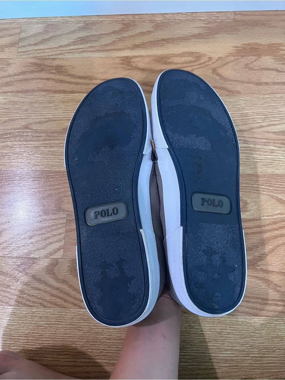 Polo by Ralph Lauren Men’s Grey Canvas Boat Sneaker with White Soles